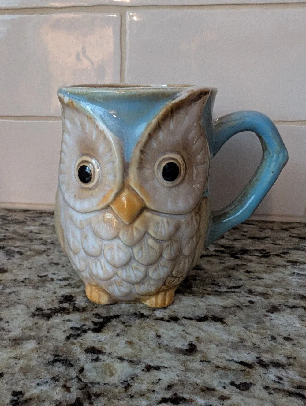 Burton+Burton Whimsical Owl Mug Light Blue Earthtones